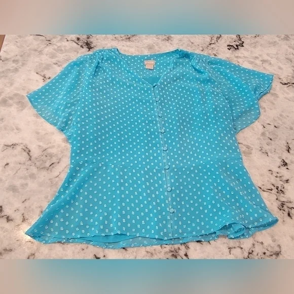 Talbots Polka Dot Blouse - Picture 1 of 4